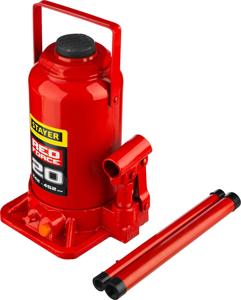 Домкрат бутылочный гидравлический 20 т, 242 - 452 мм RED FORCE Professional STAYER 43160-20