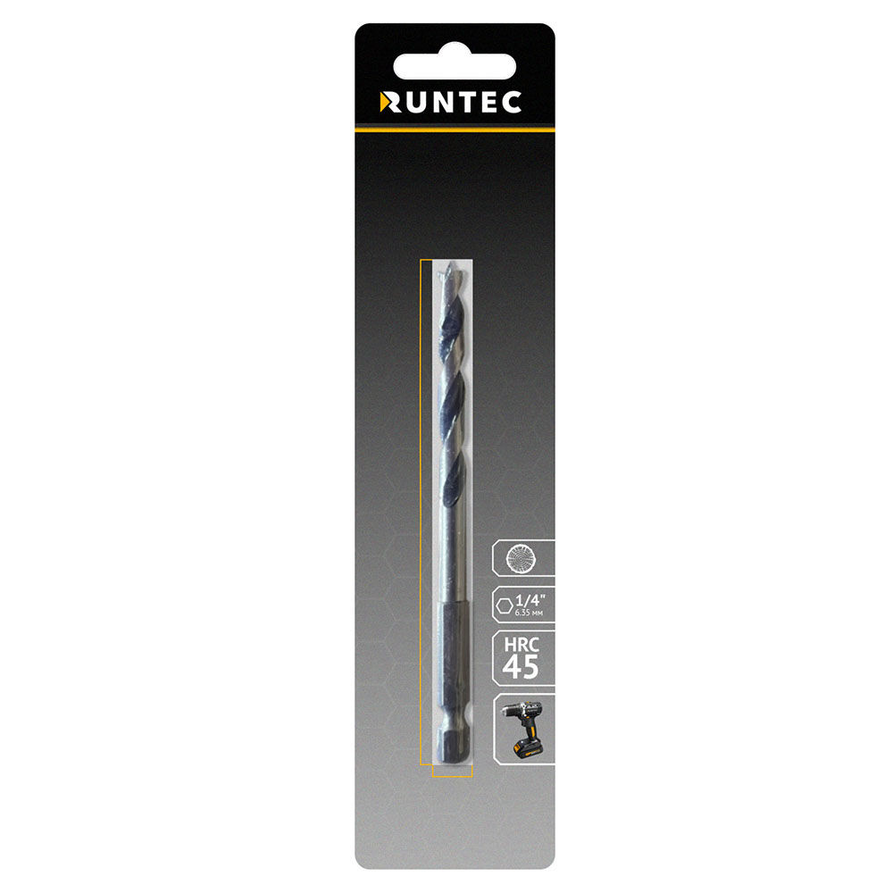 Сверло по дереву Runtec HRC45 3 x 80мм HEX 1/4 RUNTEC RT-DT3