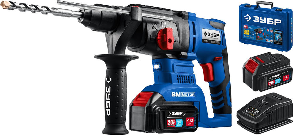 Бесщеточный перфоратор 20 В 26 мм 2 АКБ 4 А·ч кейс Профессионал ЗУБР Т7 PB-260-42