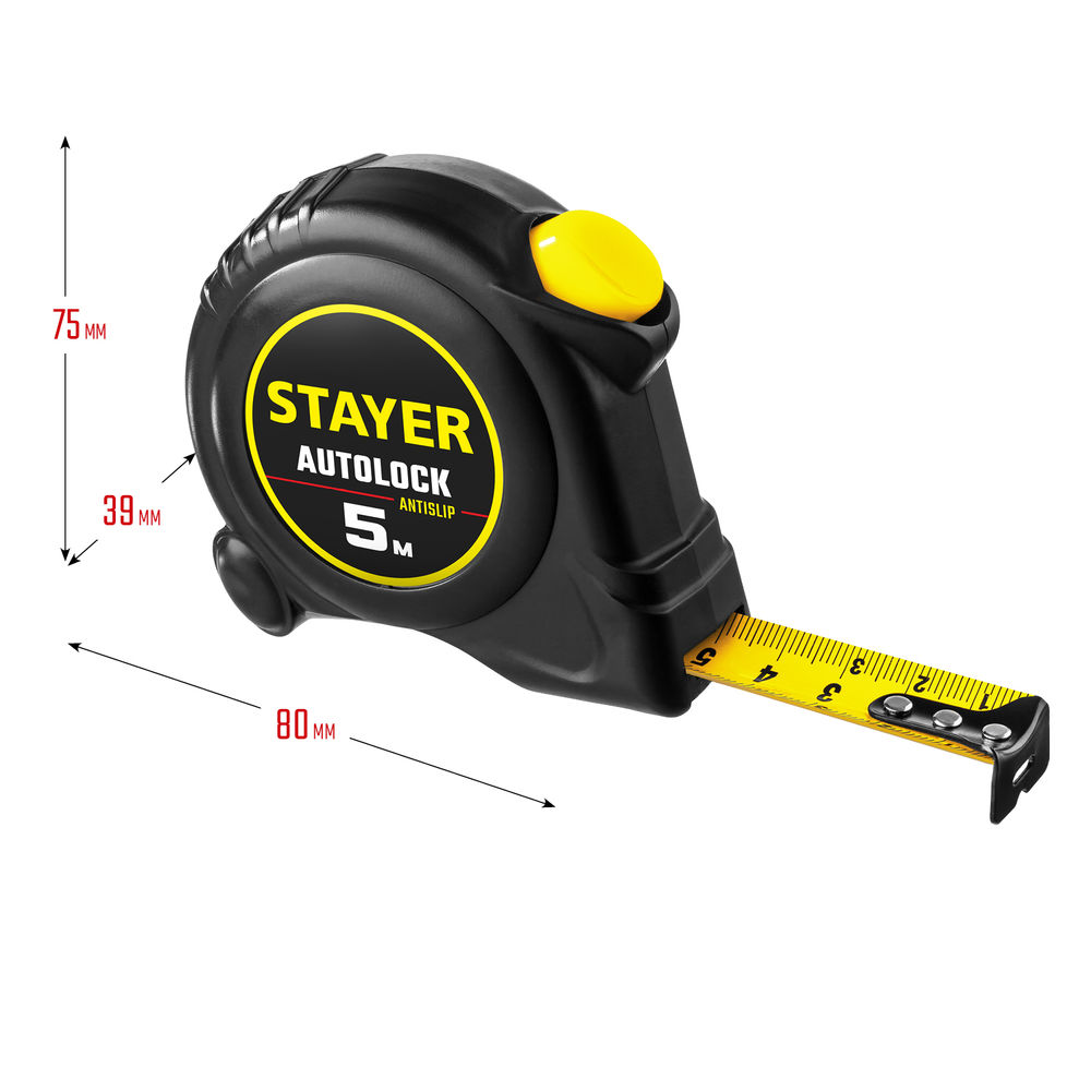 Рулетка с автостопом AutoLock 5 м х 19 мм STAYER 2-34126-05-19
