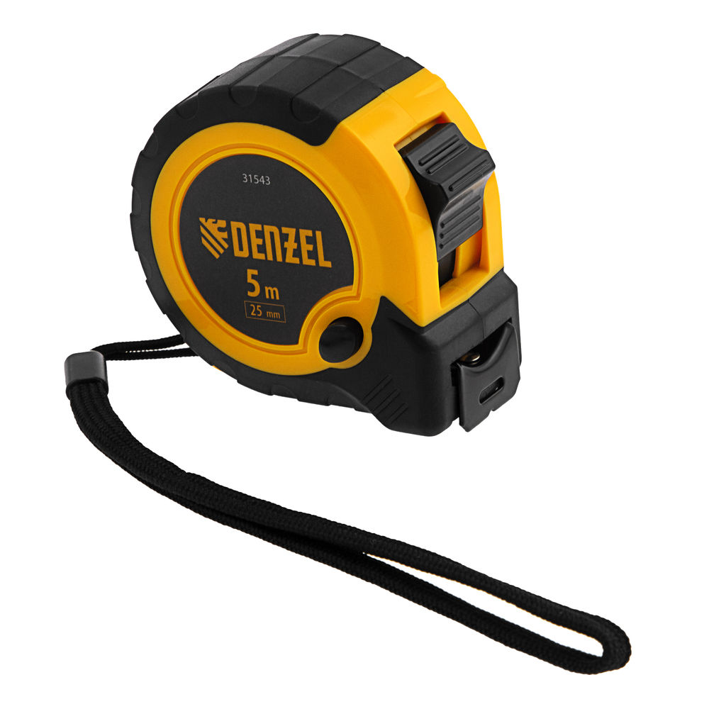 Рулетка 5м х 25мм, двухкомп. корпус, кнопка-пауза Denzel