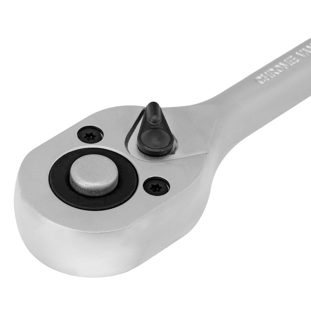 Ключ-трещотка 3/8, CrV, 72 зуба, с быстрым сбросом, матовый хром Stels