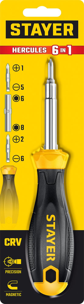 Отвертка комбинированная HERCULES 6-in-1 STAYER 2517