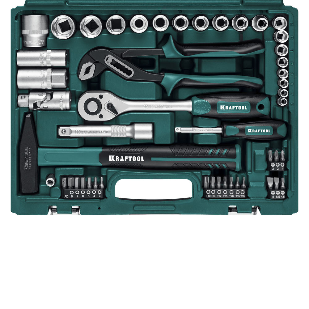 Набор инструмента универсальный 66 предм., (1/2+1/4) EXTREM-66 KRAFTOOL 27976-H66