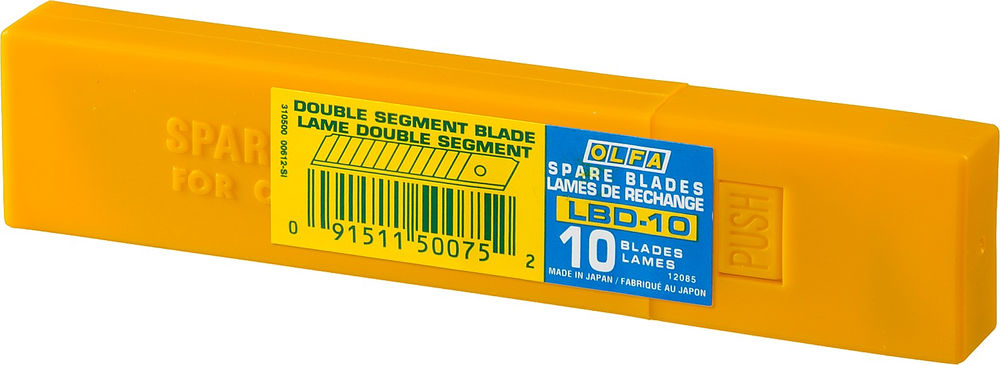 Сегментированные лезвия 18 мм, 10 шт, в пластиковом кейсе, 15 сегментов OLFA OL-LBD-10