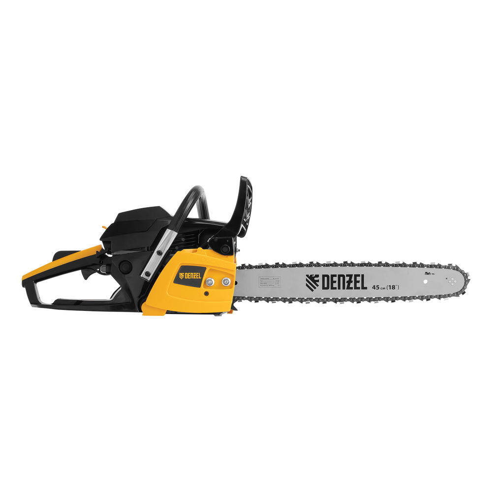 Пила цепная бензиновая DGS-5218, шина 45 см, 52 см3, 3.5 л.с, шаг 0.325, паз 1.5 мм, 72 звена Denzel (95233)