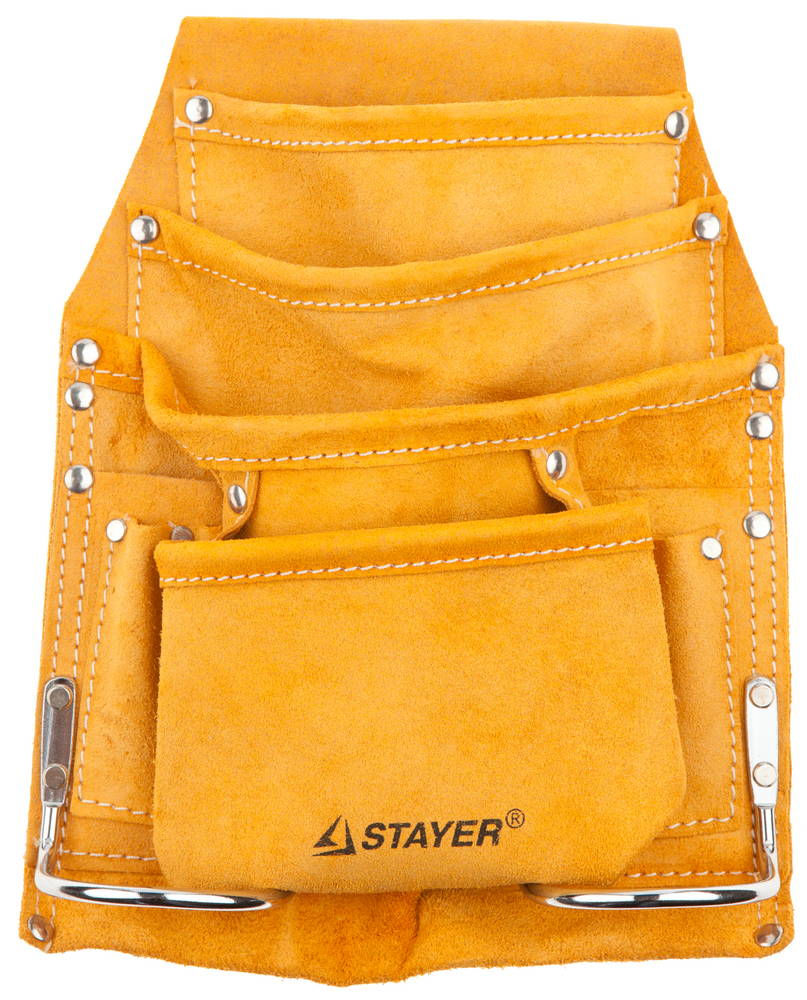 Сумка поясная для инструментов с 8 карманами кожаная, 2 скобы STAYER 38505