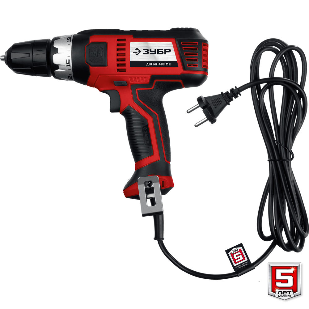 Дрель-шуруповерт сетевая 400 Вт 40 Н·м кейс ЗУБР ДШ-М1-400-2 К