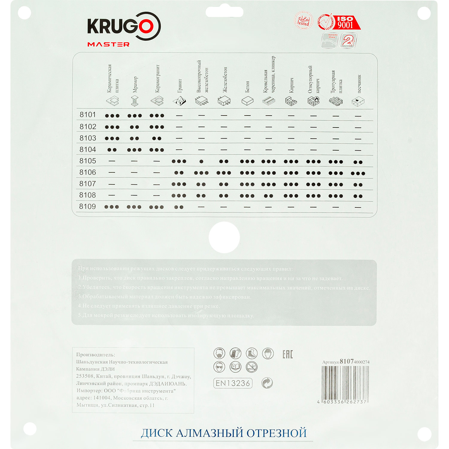 Диск алмазный Турбо сегментный KRUGO MASTER 400х3,2х25,4х10 mm 81074000274