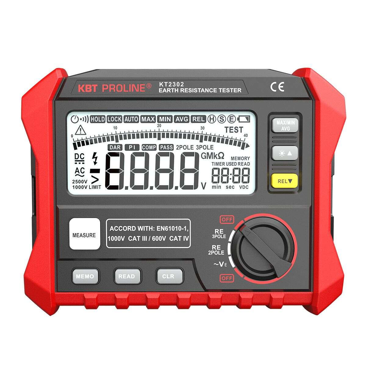 Измеритель сопротивления заземления цифровой KT 2302 серия PROLINE (КВТ) (87240)