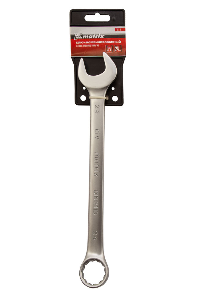 Ключ комбинированный, 24 мм, CrV, матовый хром Matrix