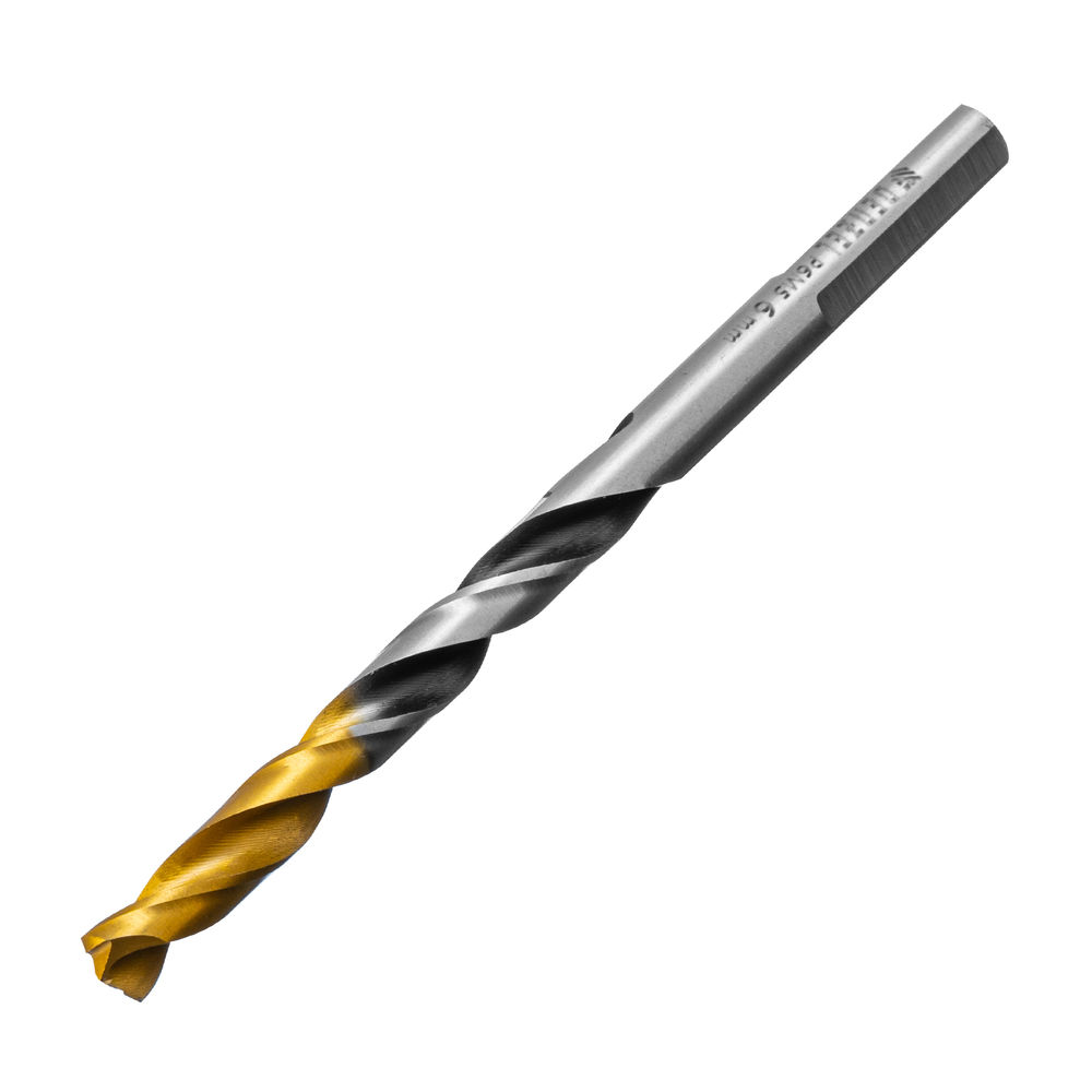 Сверло спиральное по металлу 6 x 93мм, Р6М5, Golden Tip, многогранная заточка Denzel (718278)
