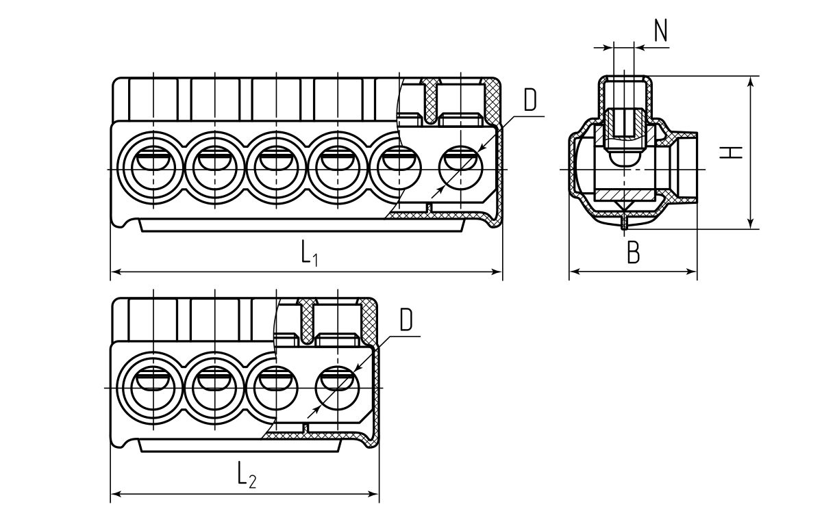 Набор клеммников НК-50 (SV-50: 3х KE10.504+1х KE10.506) (КВТ) (78362)
