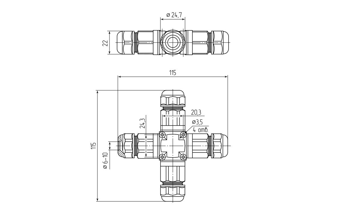 Коннектор кабельный FFC-41/3Р-IP68 (Fortisflex) (89686)