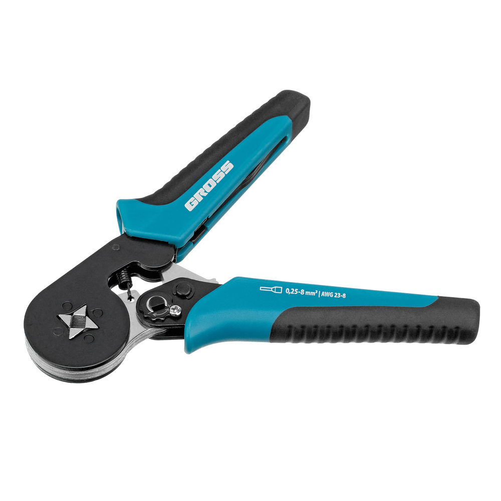 Клещи (пресс-клещи) для обжима наконечников электропроводов с сечением 0.25-8 мм2 Gross (17724)