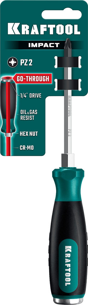 Отвертка ударная PZ 2, сквозной стержень Cr-Mo IMPACT KRAFTOOL 250035-2