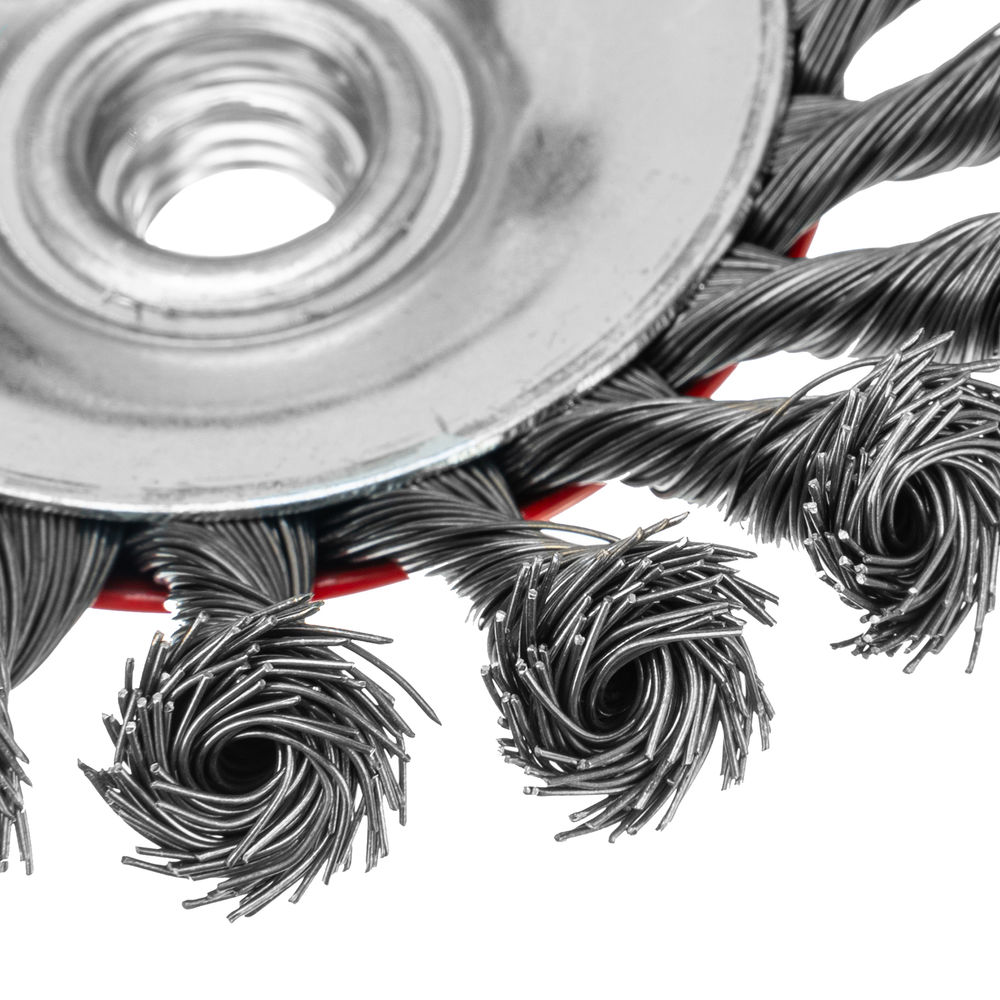 Щетка для УШМ, 125 мм, М14, тарелка, крученая проволока 0.5 мм Matrix (74611)