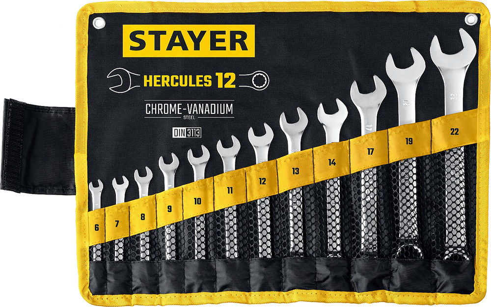 Набор комбинированных гаечных ключей 12 шт, 6 - 22 мм HERCULES Professional STAYER 27081-H12