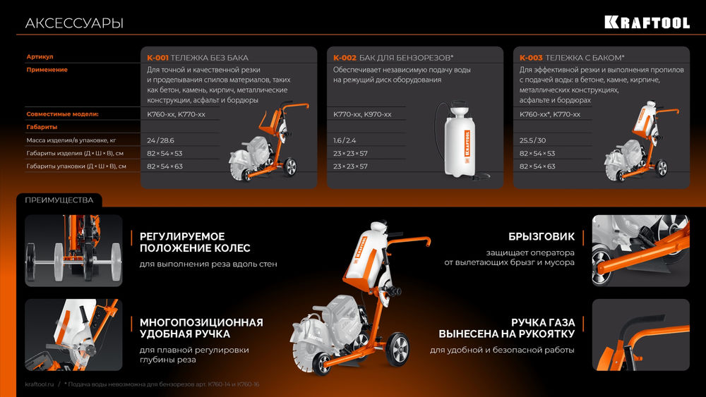 Тележка (без бака) для бензорезов KRAFTOOL K-001