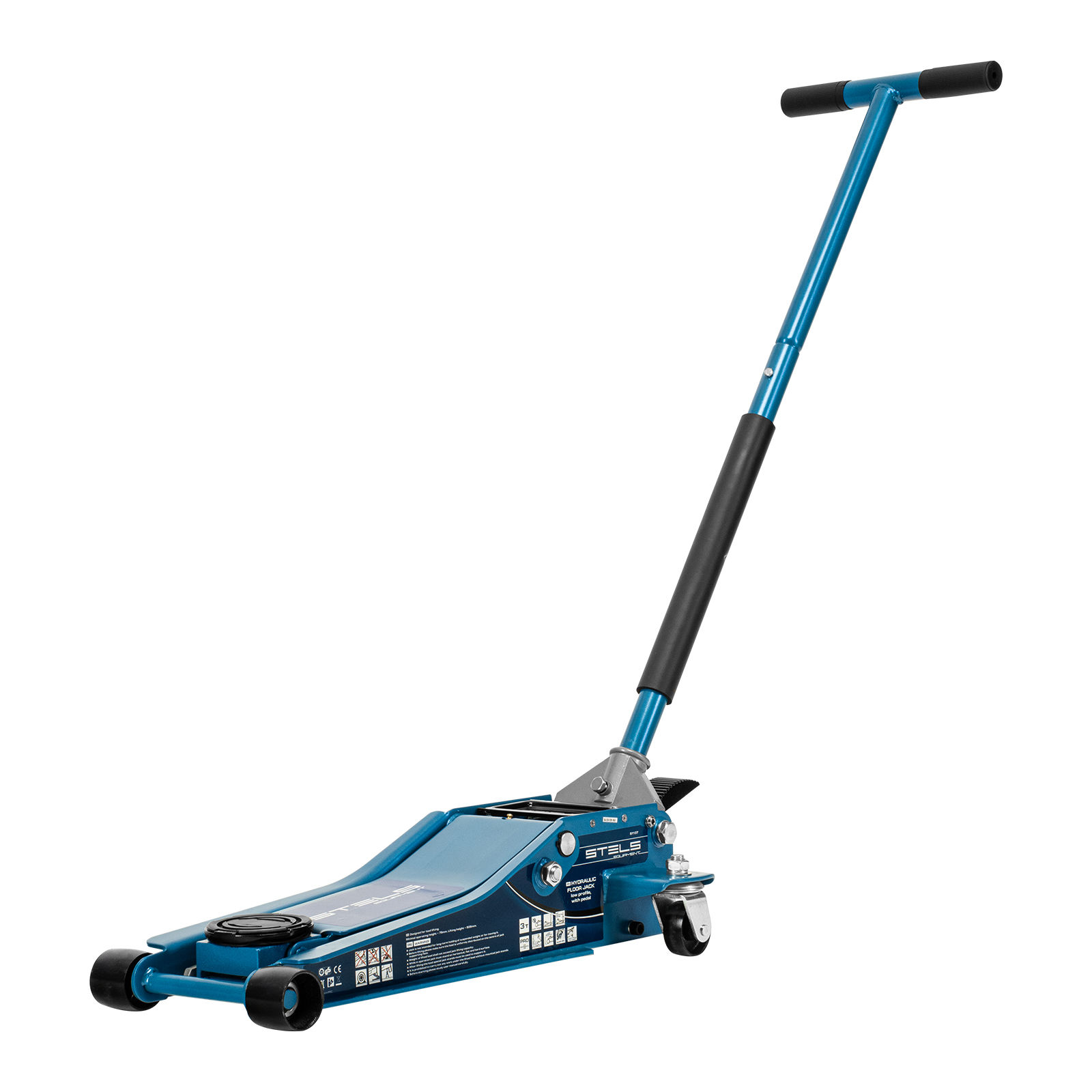 Домкрат гидравлический подкатной 3 т, быстрый подъем, Low profile quick lift, 75-505 мм, профессиональный STELS