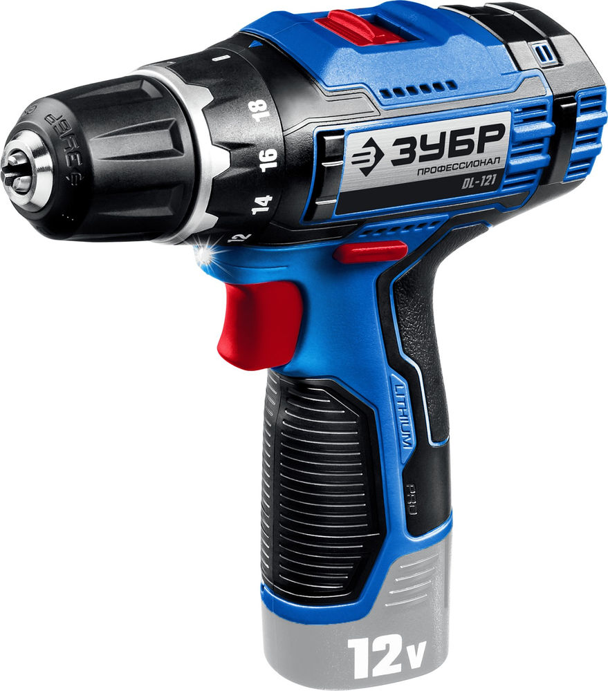 Дрель-шуруповерт 12 В 40 Н·м без АКБ тип Т7 Профессионал ЗУБР DL-121