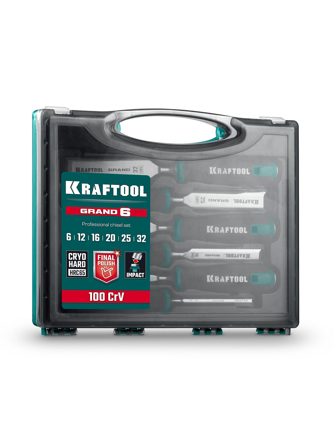 KRAFTOOL GRAND-6 набор стамесок-долот с двухкомпонентной рукояткой, 6 шт (1818-H6)