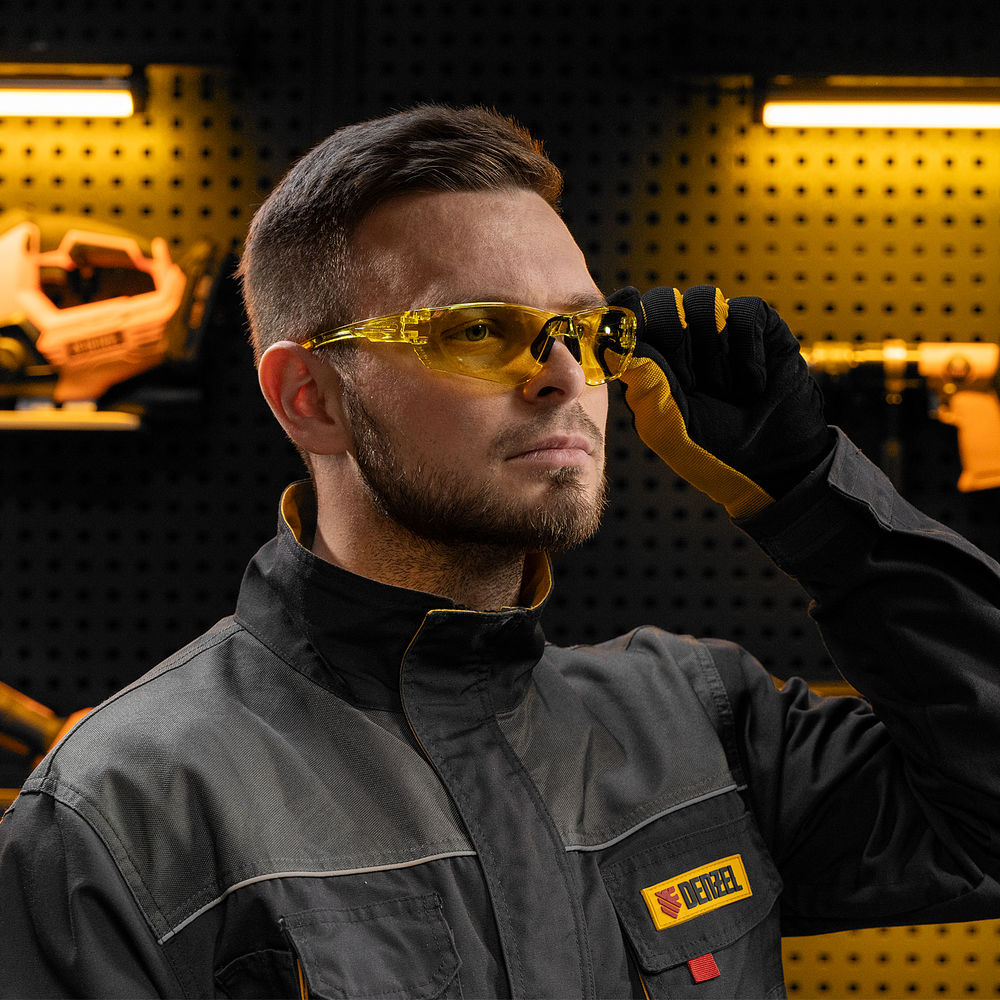 Очки защитные открытые, поликарбонатные, желтая линза Denzel (89199)