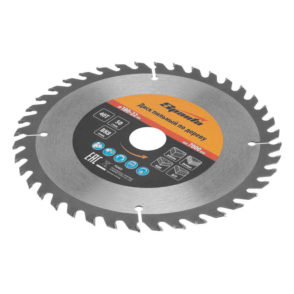 Пильный диск по дереву, 180 х 22 мм, 40 зубьев Sparta (732425)