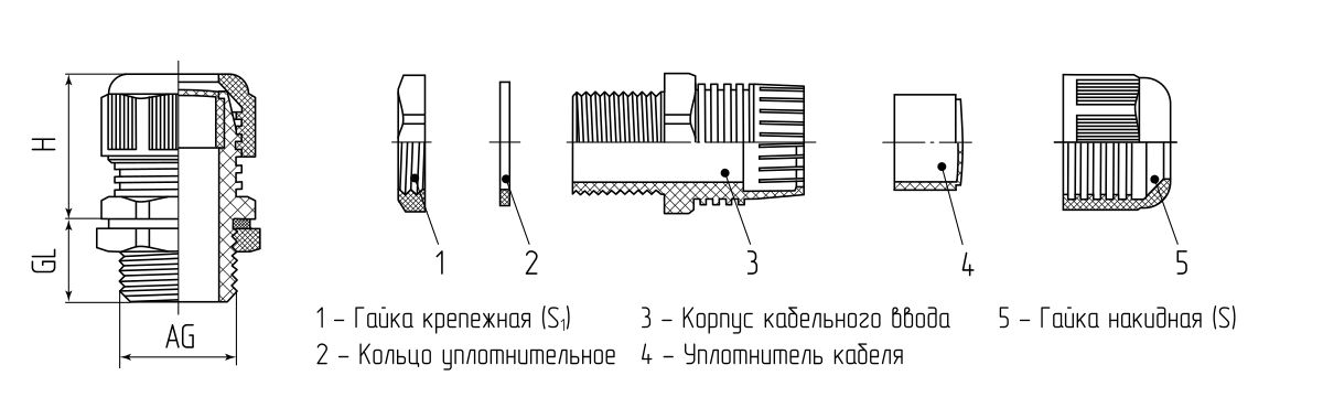 Ввод кабельный пластиковый M-L 50 (32-38 мм) (Fortisflex) (85481)