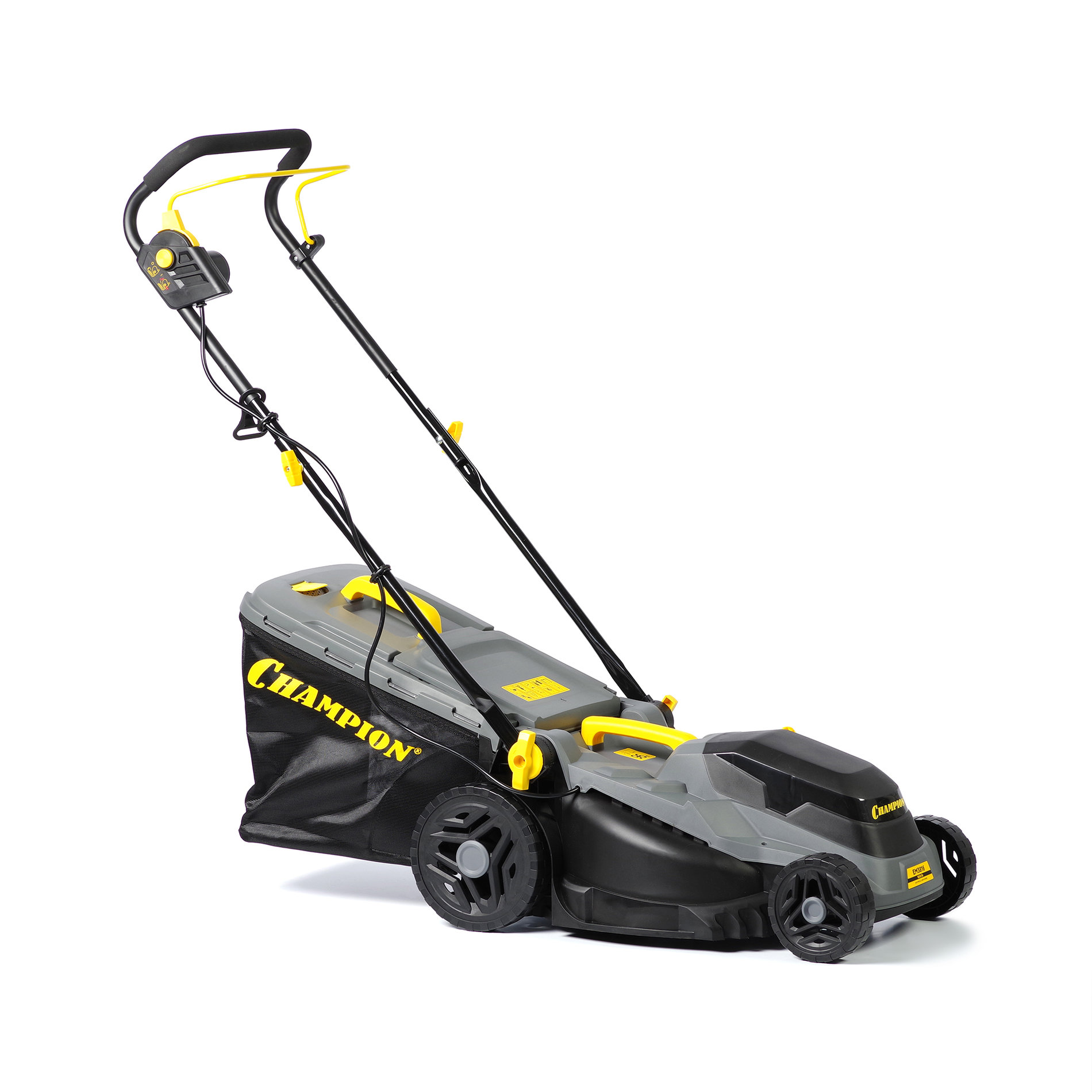 Газонокосилка эл. CHAMPION EM3816 (1,6 кВт пласт.+ткань травосб. 42л ширина 380мм 30-75мм, 11,3кг) (EM3816)