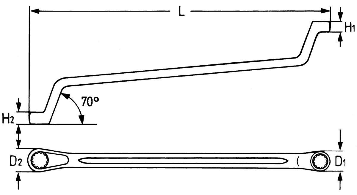 Ключ гаечный накидной изогнутый 32 x 36 мм 475 HE-00475323682