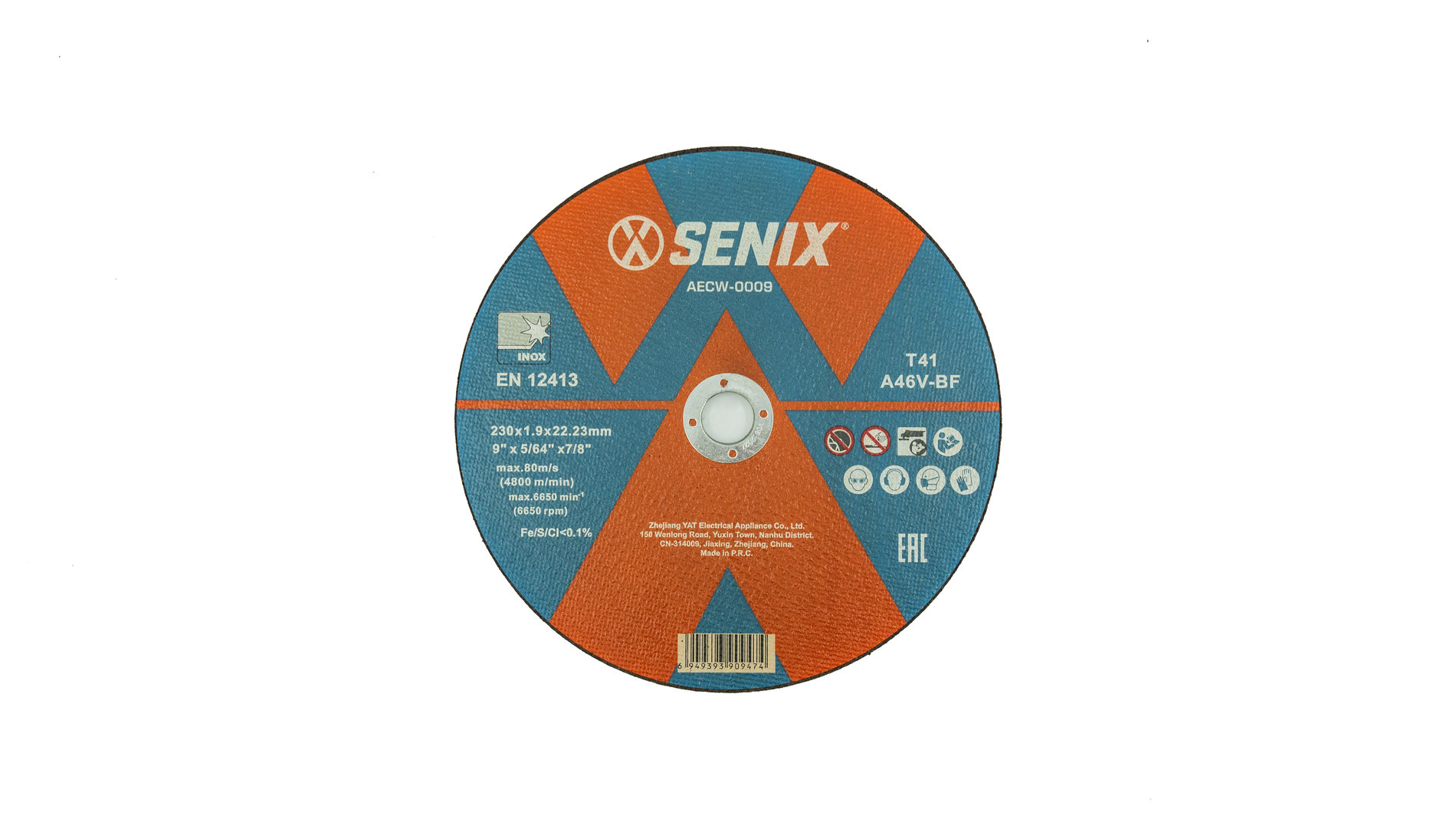 Диск отрезной по металлу и нержавеющей стали, упак 5 шт., 2301.922.23 mm SENIX AECW-0009-5