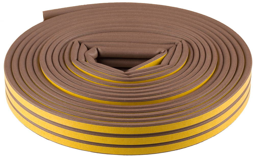 Уплотнитель резиновый самоклеящийся D-профиль 16 м, коричневый ЗУБР 40930-016