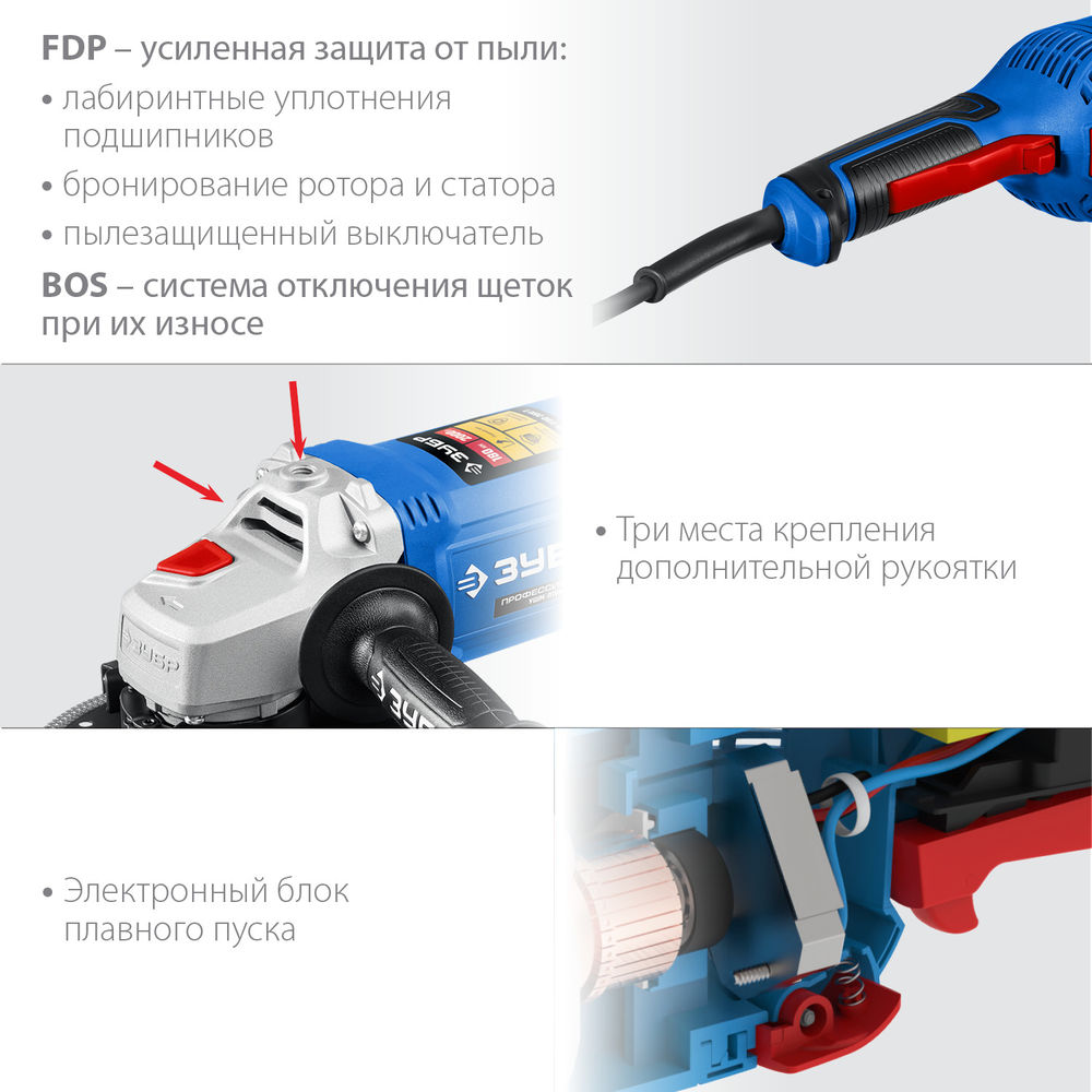 УШМ 2000 Вт d180 мм Профессионал ЗУБР УШМ-П180-2000 П