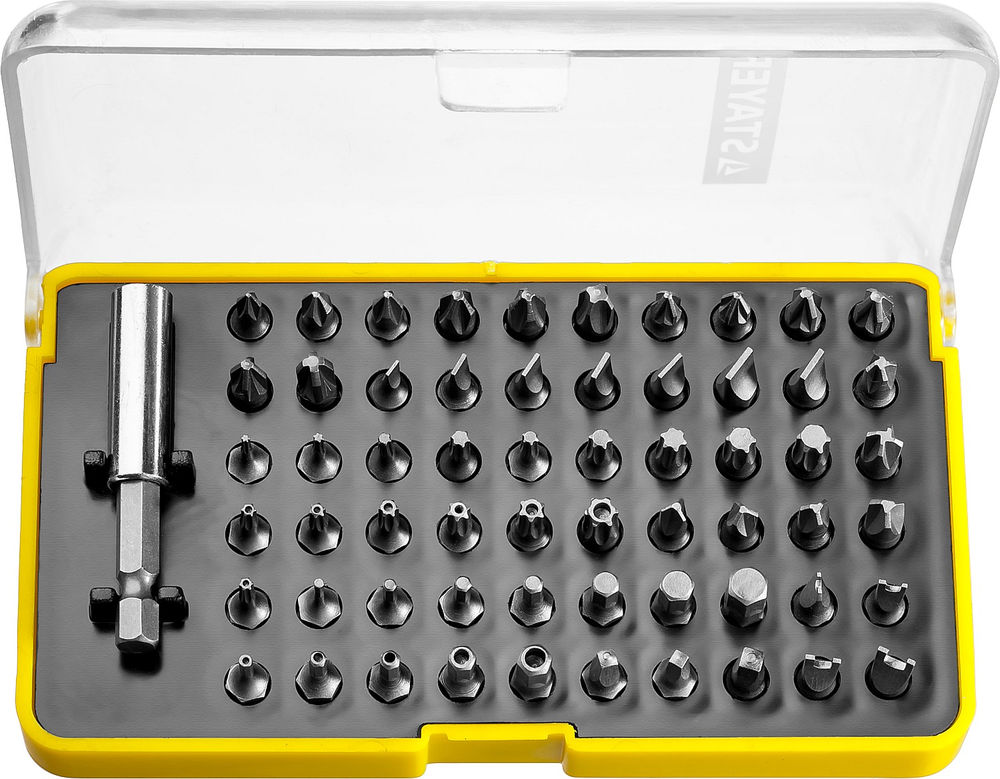 Набор бит 61 шт, с магнитным адаптером STAYER 26084-H61