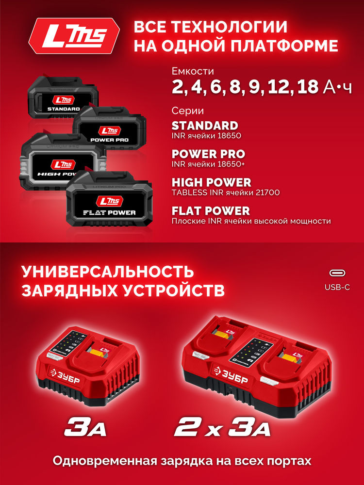 Дрель-шуруповерт бесщеточная 20 В 45 Н·м без АКБ LMS ЗУБР ДБ-45