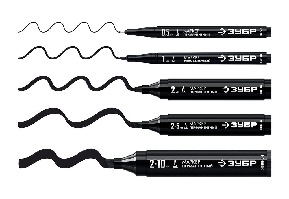 Перманентный маркер МП-100 черный, 1 мм ЗУБР 06320-2