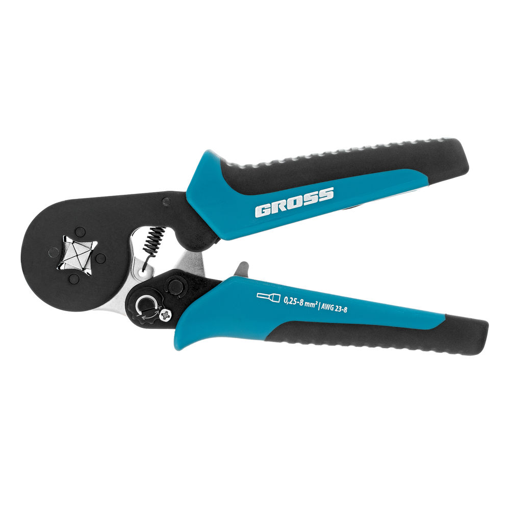 Клещи (пресс-клещи) для обжима наконечников электропроводов с сечением 0.25-8 мм2 Gross (17724)