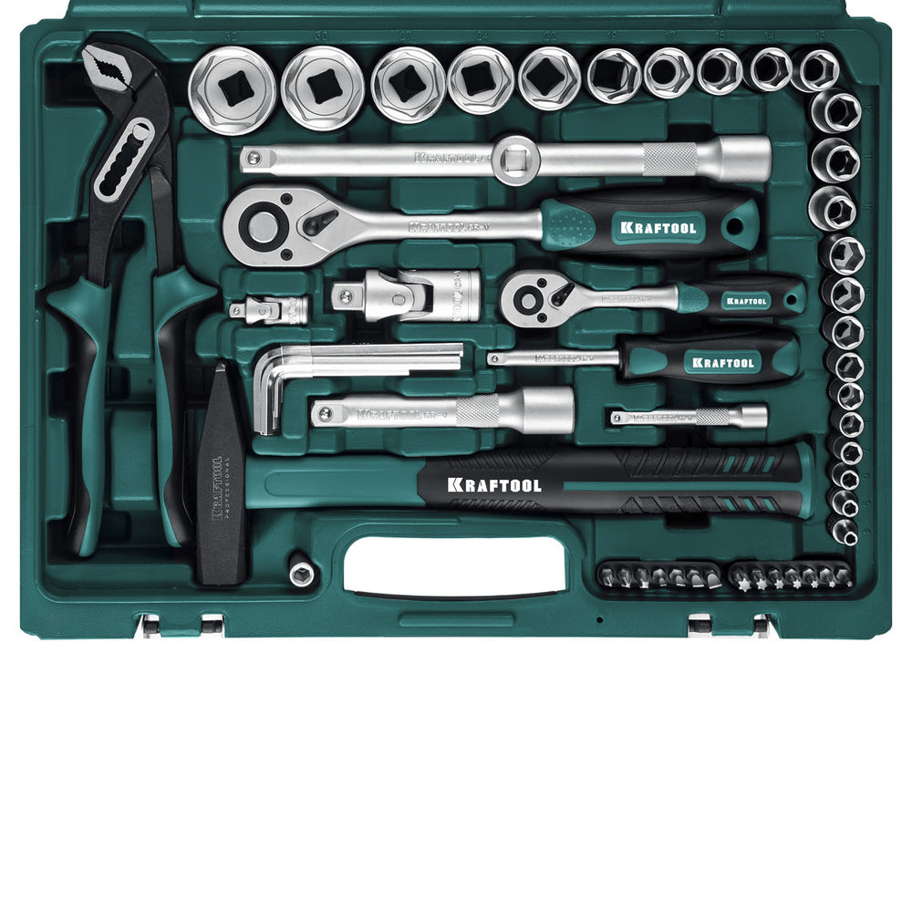 Набор инструмента универсальный 76 предм., (1/2+3/8+1/4) EXTREM-76 KRAFTOOL 27889-H76