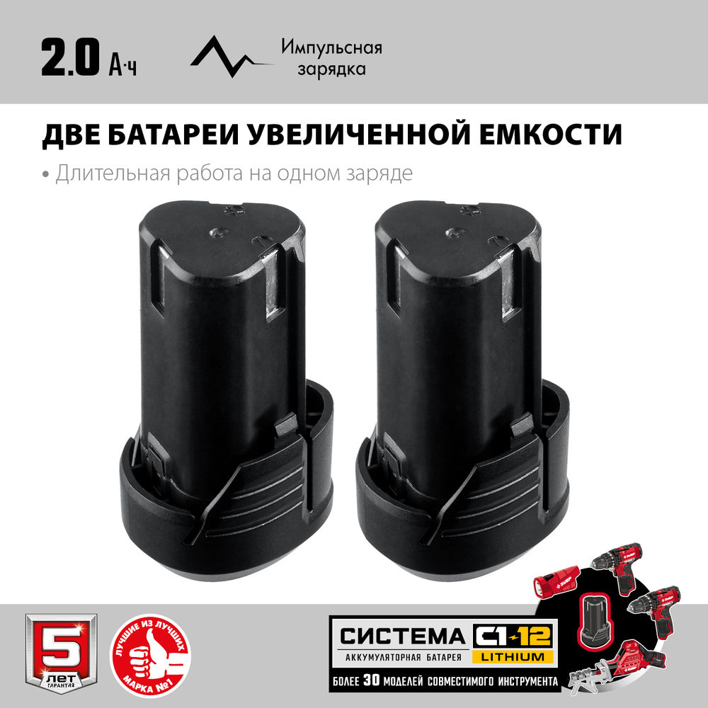 Сабельная пила 12 В 80 мм 2 АКБ 2 А·ч ЗУБР С1-12 СПЛ-125-22