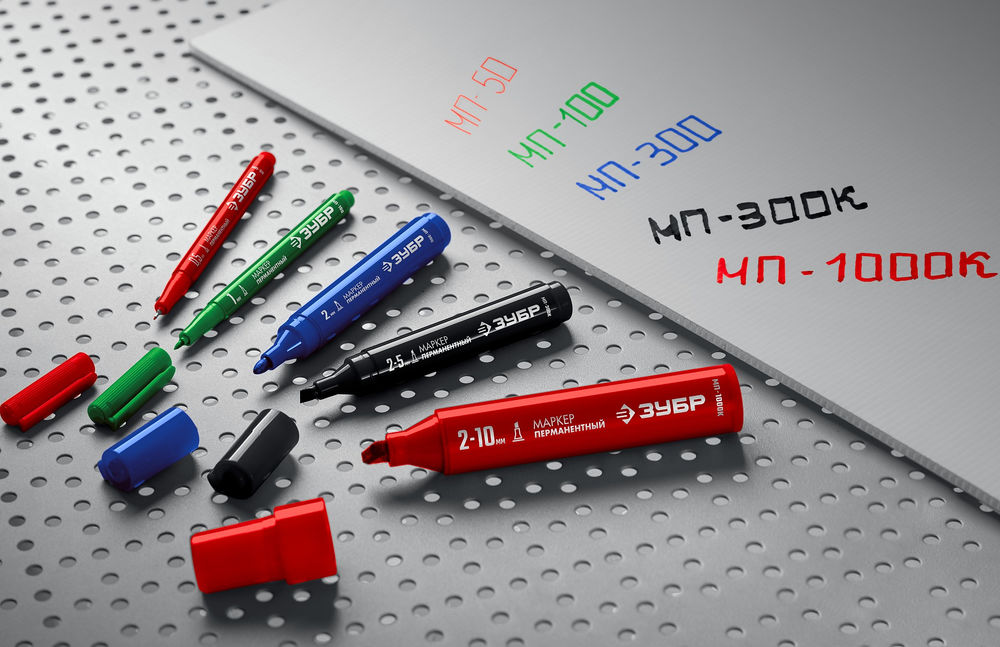 Перманентный маркер МП-300 зеленый, 2 мм ЗУБР 06322-4