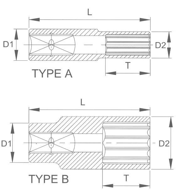 Головка торцевая глубокая 12гр. 8 мм 1/2 Licota F4008L