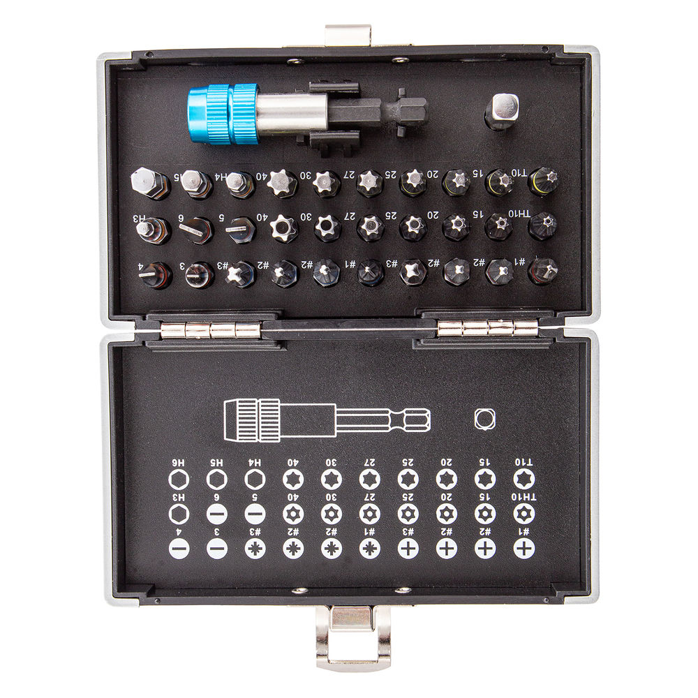 Набор бит, магнитный адаптер, сталь S2, пластиковый кейс, 32 предмета Gross (11363)