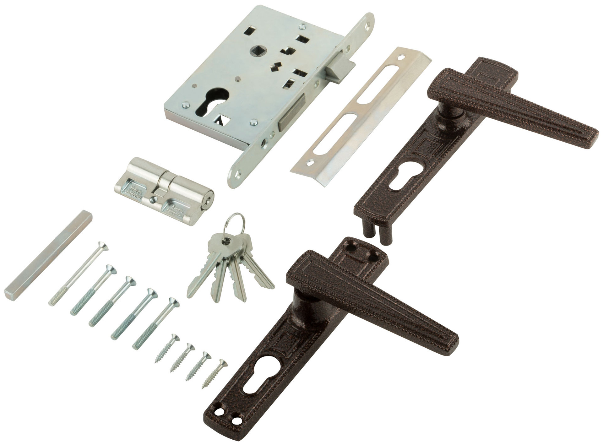 Замок врезной с ручками Зенит ЗВ4-3.01, медь (67000)