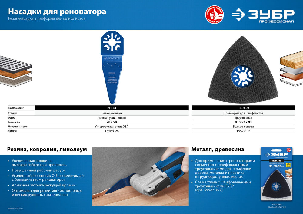 Насадка-резак UniLock 28 х 50 мм, OIS-хвост Профессионал РН-28 ЗУБР 15569-28