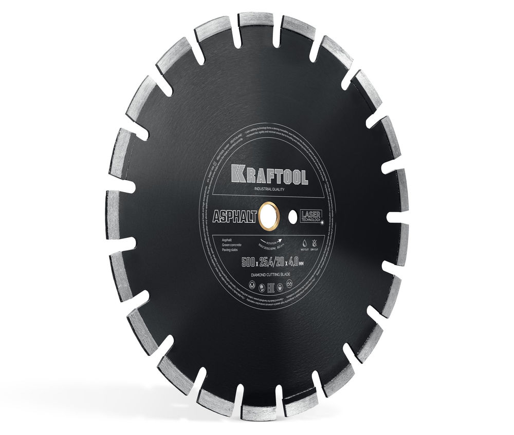 Алмазный диск ASPHALT, 500 мм (25.4/20 мм, 12?4.0 мм) KRAFTOOL 36687-500_z01