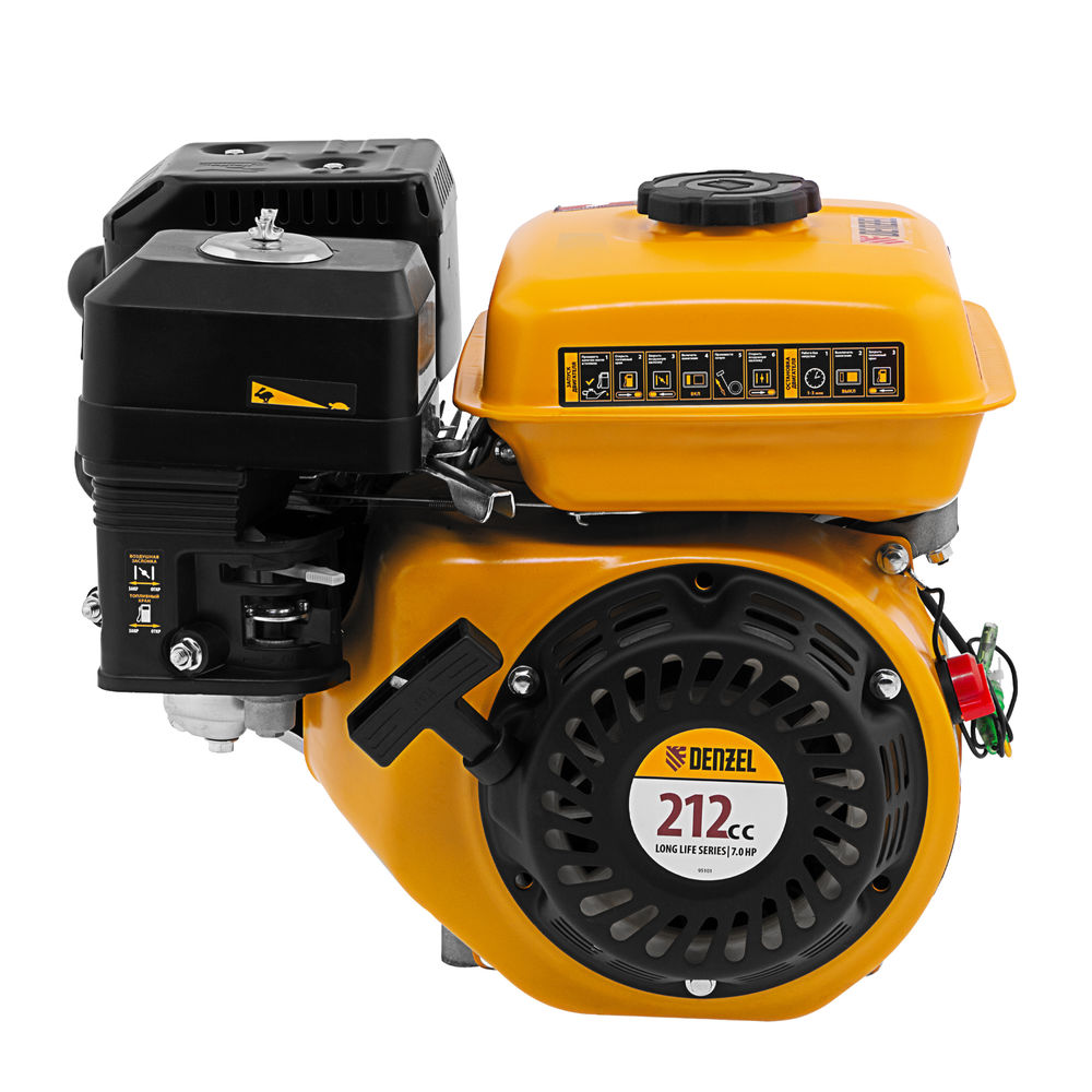 Двигатель бензиновый RX-17K, 7 л.с., 212 см3, горизонтальный вал шпонка 19 мм Denzel (95101)