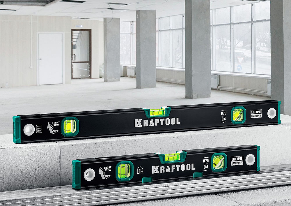 Магнитный уровень 600 мм, усиленный профиль, с зеркальным глазком KRAFTOOL 34785-60