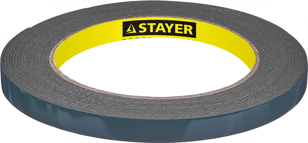 Лента клейкая двухсторонняя 9 мм, 5 м, черная, на вспененной основе STAYER Professional 12233-09-05