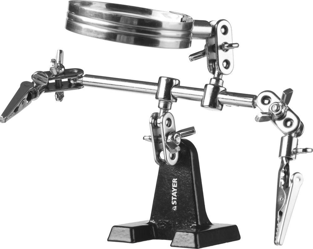 Держатель для пайки третья рука с лупой увел. линза 2Х MAXTerm STAYER 55339